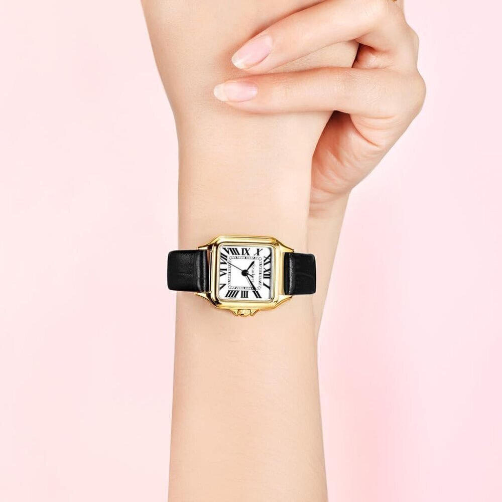 🆕Women Gold Classic Square Watches with Roman Numeral Ladies Casual Dress Watch - Picture 5 of 9